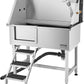 VEVOR Stainless Steel Dog Washing Station, 38 inch Pet Grooming Tub w/Storage Stairs, Faucet & Showerhead & Soap Holder Dog Bathtub for Medium & Small Pets (Left Door)