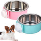 kathson Crate Dog Bowl, Removable Stainless Steel Hanging Pet Cage Bowl Food & Water Feeder Coop Cup for Cat, Puppy, Birds, Rats, Guinea Pigs 2pcs(Blue,Pink)