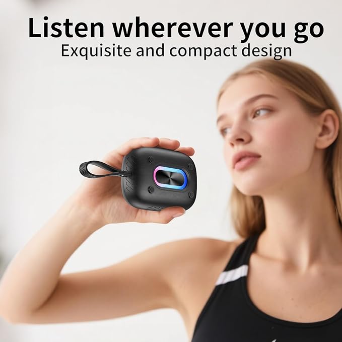 Waterproof Shower Bluetooth Speaker, Durable & Portable with Clear Sound, Ideal for Shower, Pool, Beach & Kayaking, BT 5.3 –Black