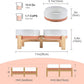 SPUNKYJUNKY Elevated Dog Bowls Ceramic, 5.1'' Dogs and Cat Food Water Bowls Raised with Non-Slip Bamboo Stand for Puppy Small Sized Breed Microwave Dishwasher Safe - 13.5 OZ,Pattern White