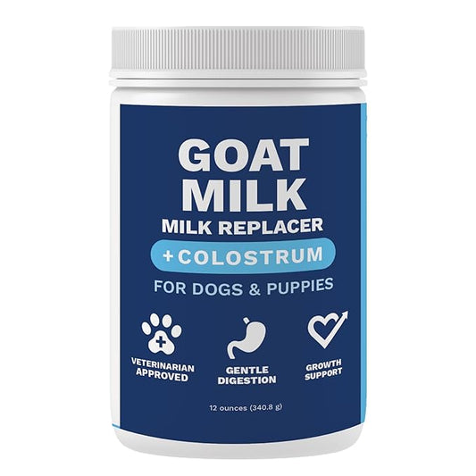 Under the Weather Puppy Milk Replacement Formula + Colostrum for Dogs & Puppies | Goat Milk Replacer Powder | Goat-Based Formula with Colostrum for Immune & Digestive Support - 12 oz