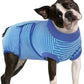 FUAMEY Recovery Suit for Dogs After Surgery,Soft Breathable Dog Bodysuit E-Collar & Cone Alternative Surgical Suit,Male Female Dog Neuter Spay Suits Anti Licking Wounds Onesie Navy Blue Strips L
