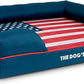 The Dog’s Bed, Large Blue Oxford with Red Trim USA Flag Dog Bed with Central Flag 36x27 Memory Foam, Pain Relief: Arthritis, Post Surgery,Waterproof Washable Cover, Veterinary Approved