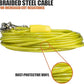 BV Dog Tie Out Cable 25 Feet - Heavy Duty Dog Lead Up to 35 Pounds - Reflective & Rust-Free with Quick Release Swivel Clips & 360° Rotating Clasp - Tangle-Free Dogs Runner for Yard (Yellow, Single)