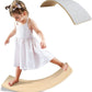 Gentle Monster Wooden Wobble Balance Board, 35 Inch Rocker Board Natural Wood, Kids Toddler Open Ended Learning Toy, Yoga Curvy Board for Office & Classroom Adult