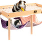 Enlarged Guinea Pig Hammock with Platform and Stairs,Wooden Foldable Piggies Hideout for Guinea Pigs Bunny Ferret Hamster Hiding Sleeping Activities 24L x 12W x 11H in（Double）