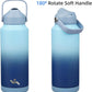 Insulated Water Bottle with Straw Lid,32 oz Stainless Steel Vacuum Metal Bottle with Silicone Handle, Sky