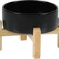 Ceramic Raised Dog and Cat Bowl Set, 2 Heights Elevated Stand, Food and Water Bowl for Small Breed Dogs, Cats, Kitty, Weighted Dog Dishes, Pet Bowls(5.1'',13.5oz, Black)