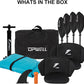 UPWELL 13'6”/11' Inflatable Recreational Kayak - 2 Person with Drop Stitch Floor and Accessories Including Kayak Seats with High Back Support, Paddle, Fin, Repair Kits, Carry Bag and Hand Pump