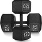 WF Athletic Supply Cast Iron Solid Hexagon Gray/Black Dumbbells, Strength Training Free Weights Set of 2 for Women and Men, Hand Weights Sold by Pairs, Multi-Select Size Options Available