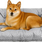 FUNNY FUZZY Dog Bed Crate Pad Mat, Washable Reversible Pet Floor Mats,Fluffy Kennel Pad for Large Sized Dog,Indoor Cats,Sleeping Mattress, 35.4" × 22.8", Light Grey