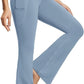 baleaf Women's V Crossover Flare Leggings with Pockets Yoga Pants High Waist Casual Workout Gym Bell Bottom Leggings