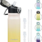 Insulated Water Bottle with Straw and Carry Loop,18 oz Stainless Steel Double Wall Vaccum Metal Water Flask with Leak-proof Lid,Lemon