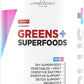 Livingood Daily Greens & Superfood Powder, Super Greens for Gut Health, Green Juice Powder with Spirulina, Chlorella, and Digestive Enzymes, Probiotics for Digestive Support, Berry, 30 Servings