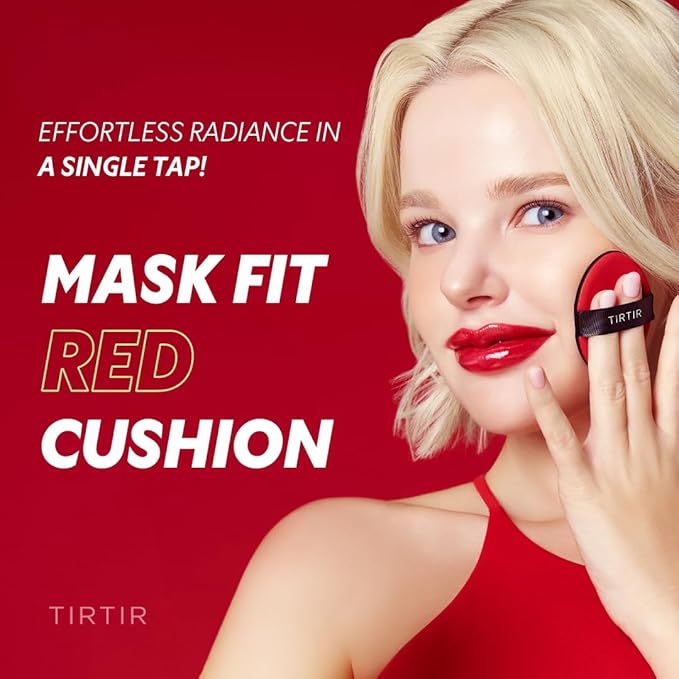TIRTIR Mask Fit Red Cushion Foundation | Full coverage, Weightless, Skin fit, Satin Glow Finish, Korean Makeup, beauty, Tattoo cover up, Buildable (#45N Saddle Brown, 0.63 Fl Oz)