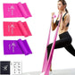 Therapy Flat Resistance Bands Set, Latex Free Flat Elastic Exercise Stretch Bands for Stretching, Flexibility, Pilates, Yoga, Ballet, Gymnastics, Rehab, Workout, Pink, Purple, Blue (3 Pack, 5 FT long)