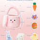7 Piece Plush Stuffed Animals Playset Toys with Rabbit, Chick, Lamb, Carrot, Egg, Flower, Furry Bag, Soft Basket Set Toys for Girls Kids Ages 3+, Birthday Christmas Valentines Easter Party Favors