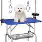 VFK 36''/47''Large Dog Grooming Table, Foldable Pet Station at Home, Dog Grooming Table,Adjustable Cat Drying Desktop with Arms, Nooses, Mesh Tray (Stainless Steel pet Table, 36" Blue)
