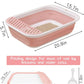 BNOSDM Senior Cat Litter Box Low Entry Kittens Travel Litter Box with Scoop Open Collapsible Shallow Cats Potty Pan Foldable Pet Toilet for Sick Disabled Older Elderly Cats Pink