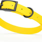 Dogline Biothane Waterproof Dog Collar Strong Coated Nylon Webbing with Black Hardware Odor- Proof for Easy Care Easy to Clean High Performance Fits Small Medium or Large Dogs, Lemon Yellow