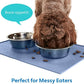 MIGHTY MONKEY 100% Waterproof Dog Food Mat, Raised Edges Silicone Pet Feeding Placemat for Cat, Dogs, Pet Bowls, High Lipped Tray Prevents Water Spills, Food on Floor, Dishwasher Safe, 22x14, Lt Blue