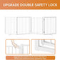 Full Metal Freestanding Dog Gate with Door, 24'' Height Foldable Pet Dog Fence for Indoor & Outdoor, 4 Panels Extra Wide Free Standing SmallDog Gates for Doorways,House,Stairs,Porch,Deck,Yard