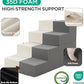 Made4Pets Dog Stairs for High Bed, Extra Wide Pet Stairs for Bed Couch Sofa, 35D Foam Pet Steps for Small Dogs and Cats, Non-Slip Bottom Dog Steps, Beige, 5 Steps