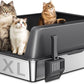 Zarler XXL Stainless Steel Litter Box for Cats, Extra Large Metal Cat Litter Box with Lid, High Sided Non-Stick Design, Leak Proof and Rust Resistant, 28 x 20 x 13 Inches, Grey