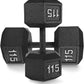 WF Athletic Supply Cast Iron Solid Hexagon Gray/Black Dumbbells, Strength Training Free Weights Set of 2 for Women and Men, Hand Weights Sold by Pairs, Multi-Select Size Options Available