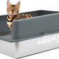iPrimio - Stainless Steel Enclosed Litter Box for Cats - Easy to Clean - Includes High-Sided Litter Box, Scooper for Extra Scatter Protection - Medium Size for Big Cats - 20 x 14.2 x 6 in