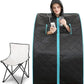 Smartmak Far Infrared Sauna with Hat, Portable Personal Full Body Home SPA Tent, Separate Heating Foot Pad and Portable Upgraded Chair- Green Border