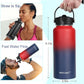 Water Bottle Insulated 32oz 40oz 64oz 128oz Straw Lid Spout Lid & 3 Lids, Leak Proof, Vacuum Insulated,Stainless Steel Water Bottle Wide Mouth for Sports, Gym or Office