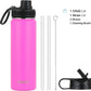 DRINCO Stainless Steel Water Bottle Spout Lid Vacuum Insulated Double Wall Water Bottle Wide Mouth (40oz 32oz 22oz 18oz 14oz) Leak Proof Keep Cold Sport Camping Hiking (22 oz, 22oz Island Pink)