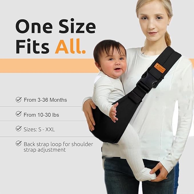 Baby Sling Carrier Newborn to Toddler Adjustable One-Shoulder Design with Hip Seat Support, Labor-Saving Baby Wraps Carrier 10-30 lbs(Gray)