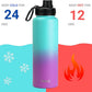 DRINCO Stainless Steel Water Bottle Spout Lid Vacuum Insulated Double Wall Water Bottle Wide Mouth (40oz 32oz 22oz 18oz 14oz) Leak Proof Keep Cold Sport Camping Hiking (40 oz, 40oz Ombre Fuchsia Teal)