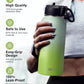 Water Bottle 32 oz Insulated with Straw, Coolflask Stainless Steel Metal 3 Lids Water Flask Wide Mouth for Sports or Office, Non-BPA Keep Cold Up to 48 Hrs or Hot Up to 24 Hrs, Ombre Green