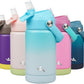 Insulated Water Bottle with Straw Lid,12 oz Stainless Steel Vacuum Metal Bottle with Silicone Handle,Sea Salt