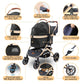 Pettingzoo Dog stroller with 4 Wheels, Folding Cat Stroller for Small/Medium/Large dogs & cats to 60 lbs, pet stroller with removable carrier, Storage Basket,Cup Holder,3 in1 Multifunctiona Detachable