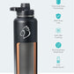 BUZIO 40 oz Water Bottle Insulated with Straw & 3 lid and Carrying Pouch, Leak Proof Anti-Slip Stainless Steel Water Flask Jug, Cold for 48 Hrs Double Vacuum Thermo Canteen, BPA-Free, Shadow