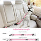 SlowTon Dog Seat Belt, Adjustable Dog Safety Belt Leash, 2 in 1 Latch Bar Attachment Dog Car Seatbelt with Elastic Nylon Bungee Buffer, Reflective Nylon Belt Tether Connect to Dog Harness (Pink)