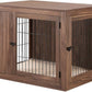 unipaws 38.5 Inch Furniture Style Dog Crate for Medium Large Dogs, Indoor Aesthetic Dog Stuff Kennel, Modern Decorative Wood Wire Cage, Pretty Cute End Side Table Nightstand, Walnut