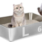 Stainless Steel Litter Box -Metal Litter Box for Big Cats,Large Stainless Steel Cat Box Easy to Clean, Cat LitterBox Pet Toilet-High Sided for Kitten,Kitty,Rabbits,Non Stick, No Smell