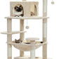 PAWZ Road Large Cat Tree, 72 Inches Cat Tower for Large Cats, Cat Condo with Sisal-Covered Scratching Posts and Pads, 2 Padded Perch, Dual Condo and Basket for Indoor Cats-Beige