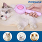 Cat Brush for Short or Long Haired Cats Dogs Rabbits, Cute Dog Brush with Release Button for Massage and Removes Loose Fur