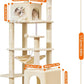 Taoqimiao Cat Tree, 68-Inch Cat Tree Cat Tower for Indoor Cats, Plush Multi-Level Cat Condo with 6 Scratching Posts, 2 Perches, 2 Caves,Hammock, 3 Pompoms,MS020SM Beige