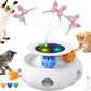3in1 Interactive Cat Toys Moving Ambush Feather, Spinning Butterfly, Track Balls, Rechargeable Automatic Activated Kitten Toys for Indoor Cats, Cat Feather Toy for All Breeds
