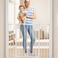 34" Extra Tall Baby Gate for Stairs, Auto Close Stroller Friendly Dog Gate Indoor for Doorways, Pressure Mounted 29"-40" W Baby Gate, Easy Walk Through Gate for Children & Pets, White