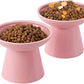 Extra Wide Elevated Ceramic Cat Bowl, 6.2" Shallow Dish for Whisker Fatigue Relief, 5" Height for Easy Feeding, Durable Raised Cat Food Bowls, Pack of 2, Pink