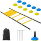 Speed Agility Training Equipment Set - 20ft Agility Ladder, 10 Disc Cones, Resistance Parachute, 5 Resistance Bands & Carry Bag | Football Soccer Basketball Fitness Drills for Kids Adults