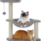 Cat Tree 28", Cat Scratching Post with 15.7" Large Cat Hammock Bed for Indoor Small Cats, Grey